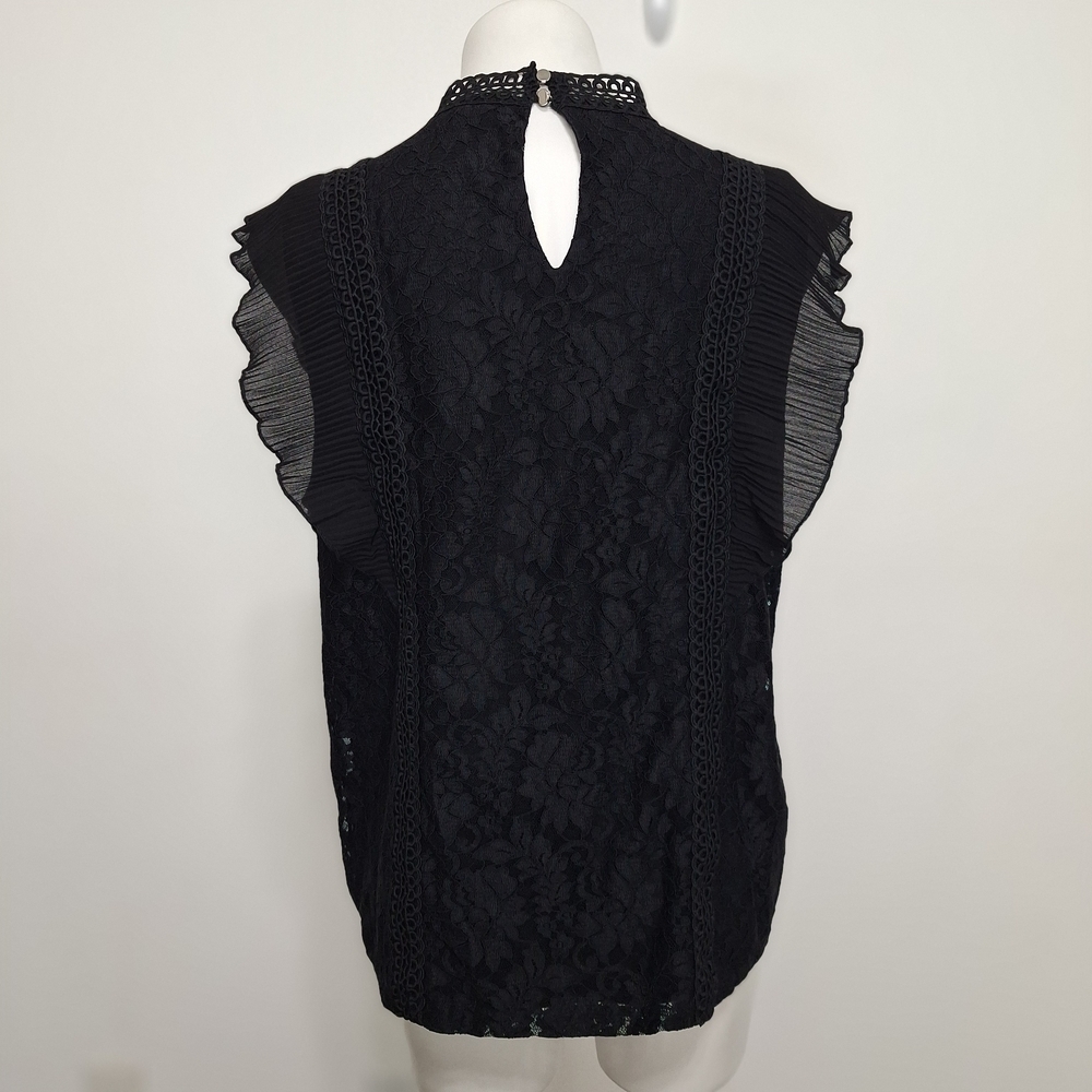 Cable & Gauge Black Romantic Goth Witchy Floral High Neck Lace Blouse Size M/L - Picture 6 of 16